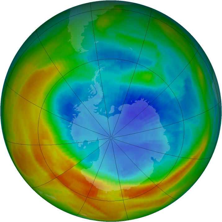 Antarctic ozone map for 05 September 1986